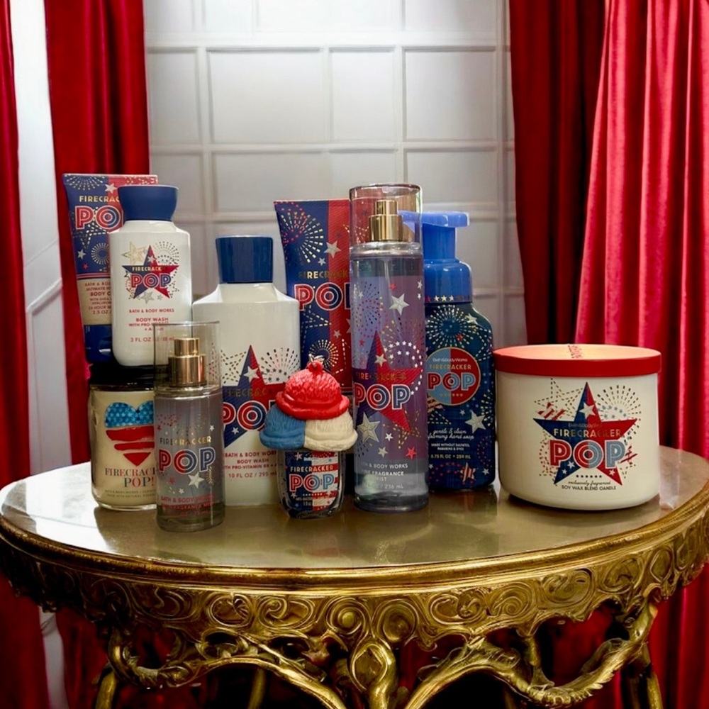 Bath & Body Works Red and Blue Candles and Body Care